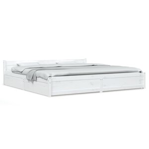 vidaXL Cadre de lit sans matelas avec tiroirs blanc 200x200 cm