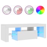 vidaXL Meuble TV avec lumières LED blanc brillant 120x35x40 cm