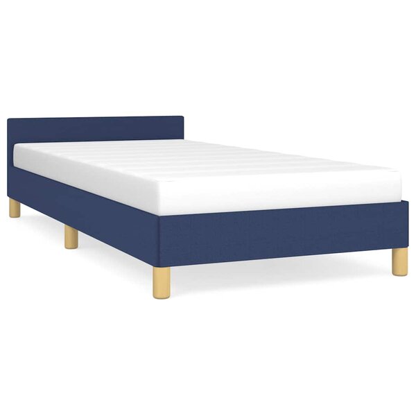 vidaXL Cadre de lit avec tête de lit sans matelas bleu 80x200 cm tissu