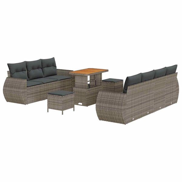 vidaXL Ensemble de canapé de jardin 10 Pièces Gris polyrotin
