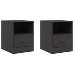 vidaXL Tables de chevet 2 Pièces noir 34 5x39x44 cm acier
