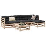 vidaXL Salon de jardin 6 Pièces avec coussins bois de pin massif