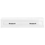 vidaXL Table d'appoint murale Blanc brillant 87 5 x 34 5 x 17 cm