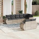 vidaXL Salon de jardin 8 Pièces avec coussins gris clair résine tressée