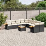 vidaXL Salon de jardin 11 Pièces avec coussins noir résine tressée