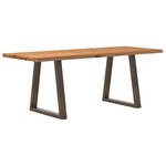 vidaXL Table à manger avec bord naturel 200x80x74 cm bois massif chêne