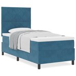 Lit à ressort avec matelas vidaXL Bleu foncé 100x200 cm Velours