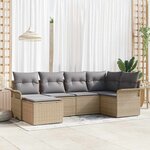 vidaXL Ensemble de canapé de jardin 6 Pièces Beige Poly rotin