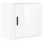 vidaXL Table de chevet murale Blanc brillant 50x30x47 cm