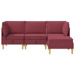 vidaXL Canapé modulaire avec rangement 4 Pièces Bordeaux Tissu