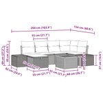 vidaXL Set de sofa de jardin de 7 pièces avec coussins Noir Poly Rattan