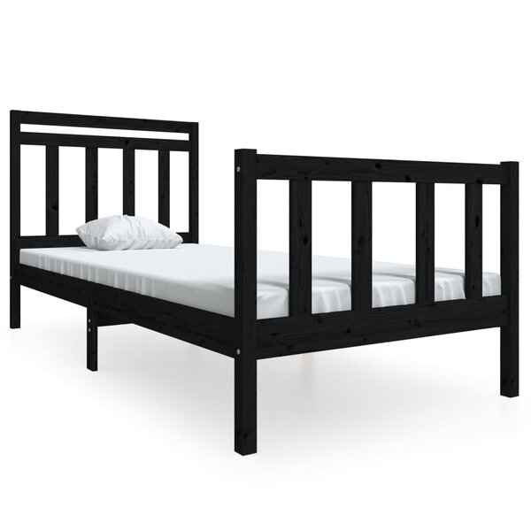 vidaXL Cadre de lit Noir Bois massif 100x200 cm