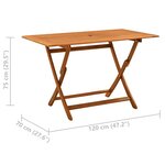 vidaXL Table pliable de jardin 120x70x75 cm bois d'eucalyptus solide