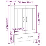 vidaXL Buffet haut blanc 69 5x31x115 cm bois d'ingénierie