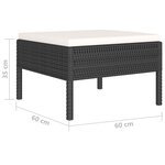 vidaXL Salon de jardin 6 Pièces avec coussins Résine tressée Noir