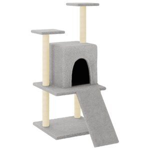 vidaXL Arbre à chat avec griffoirs en sisal gris clair 110 cm