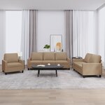 vidaXL Ensemble de canapés 3 Pièces avec coussins Cappuccino Similicuir