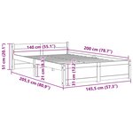 vidaXL Cadre de lit sans matelas blanc bois massif 140x200 cm