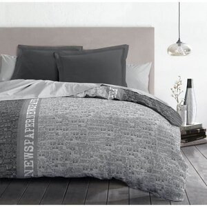 Parure de couette Microfibre - Gris - 220 x 240 cm