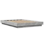 vidaXL Cadre de lit et lumières LED sans matelas gris béton 120x200 cm
