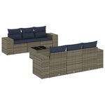 vidaXL Salon de jardin 7 Pièces avec coussins gris résine tressée