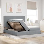vidaXL Lit de rangement LED avec matelas Gris clair 180 x 200 cm Tissu