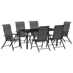 vidaXL Ensemble de salle à manger de jardin 7 pièces Gris Rattan Poly