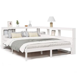 vidaXL Lit bibliothèque sans matelas blanc 135x190 cm bois pin massif
