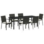 vidaXL Ensemble de salle à manger pour jardin 7 Pièces Noir polyrotin