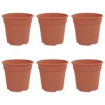 vidaXL Pot à fleurs rond 6 Pièces Rouge brique Ø 17 x 14 cm Plastique
