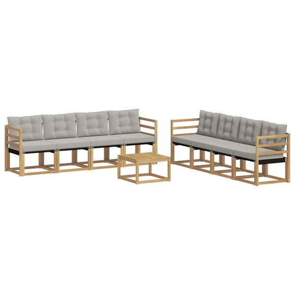 vidaXL Ensemble de canapés d'extérieur 9 pc Blanc et gris clair