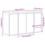 vidaXL Buffet gris béton Gris béton Mélamine 120 x 41 x 75 cm