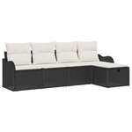 vidaXL Ensemble de canapé de jardin avec coussin 5 Pièces Noir et crème