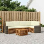 vidaXL Ensemble de canapés d'extérieur 6 pc Naturel et Crème Polyester