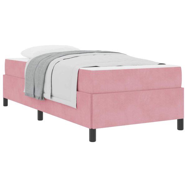 vidaXL Cadre de lit avec matelas Rose 90 x 200 cm tissu
