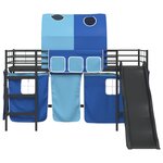 vidaXL Lit mezzanine pour enfants Noir et Bleu 99 5 x 200 cm Métал
