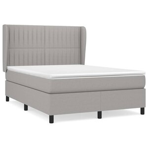 vidaXL Sommier à lattes de lit avec matelas Gris clair 140x190cm Tissu