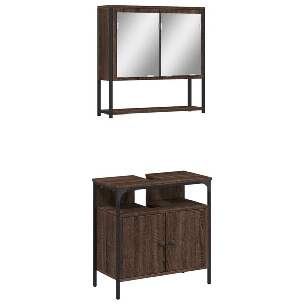 vidaXL Ensemble de meubles de salle de bain 2 Pièces Chêne marron