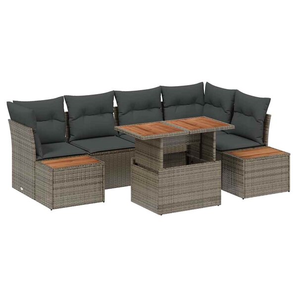 vidaXL Ensemble de canapé de jardin 10 Pièces Gris Poly rotin