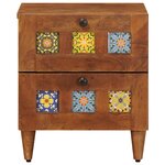 vidaXL Cabinet de chevet avec tiroir 2 Pièces Marron 40 x 33 x 46 cm