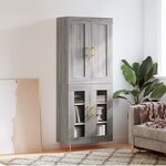 vidaXL Buffet haut Sonoma gris 69 5x34x180 cm Bois d'ingénierie