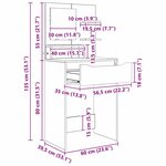 vidaXL Tables de maquillage pour chambre avec tiroir Chêne artisanal
