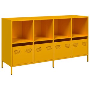 vidaXL Buffet jaune moutarde 135x39x73 5 cm acier laminé à froid