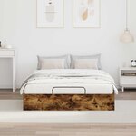 vidaXL Cadre de lit ottoman avec stockage Chêne fumé 193 x 120 x 25 cm