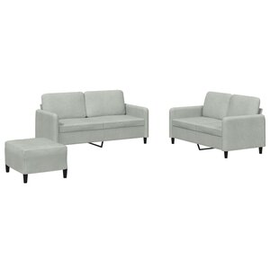 vidaXL Ensemble de canapés 3 Pièces gris clair velours
