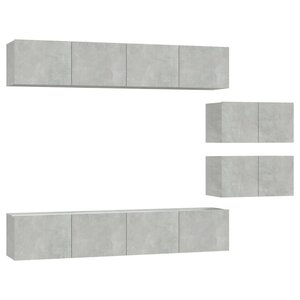 vidaXL Ensemble de meubles TV 6 Pièces Gris béton Bois d'ingénierie