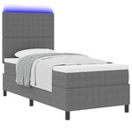 vidaXL Lit à ressort LED Gris clair et blanc 80 x 200 cm