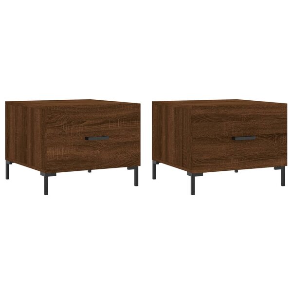 vidaXL Tables basses 2 Pièces chêne marron 50x50x40 cm bois d'ingénierie