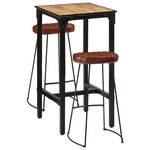 vidaXL Ensemble de bar 3 Pièces bois de manguier brut massif et métal
