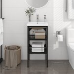 vidaXL Cadre de lavabo de salle de bain vasque à encastrer Noir Fer